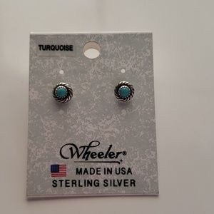 Sterling silver with turquoise studs extra small